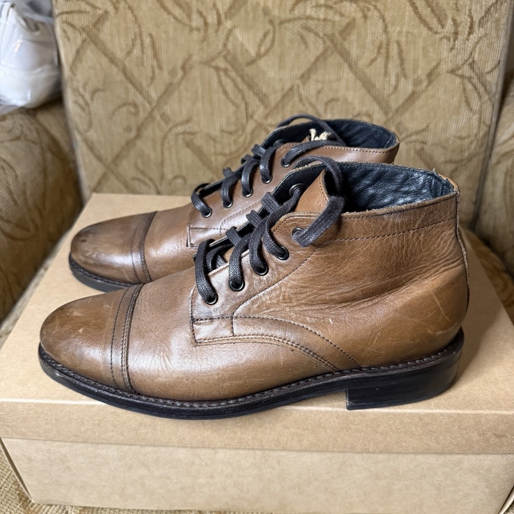Thursday Cadet‎ Walnut Brown Leather Lace Up Ankle Boots Mens Size 6